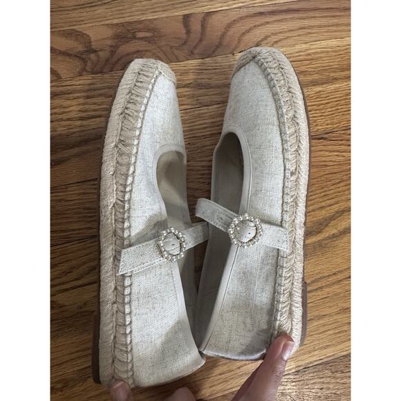 J Crew Espadrille Mary Jane Flats Size 9 1/2 Canvas Preppy Casual Chunky - Picture 9 of 9